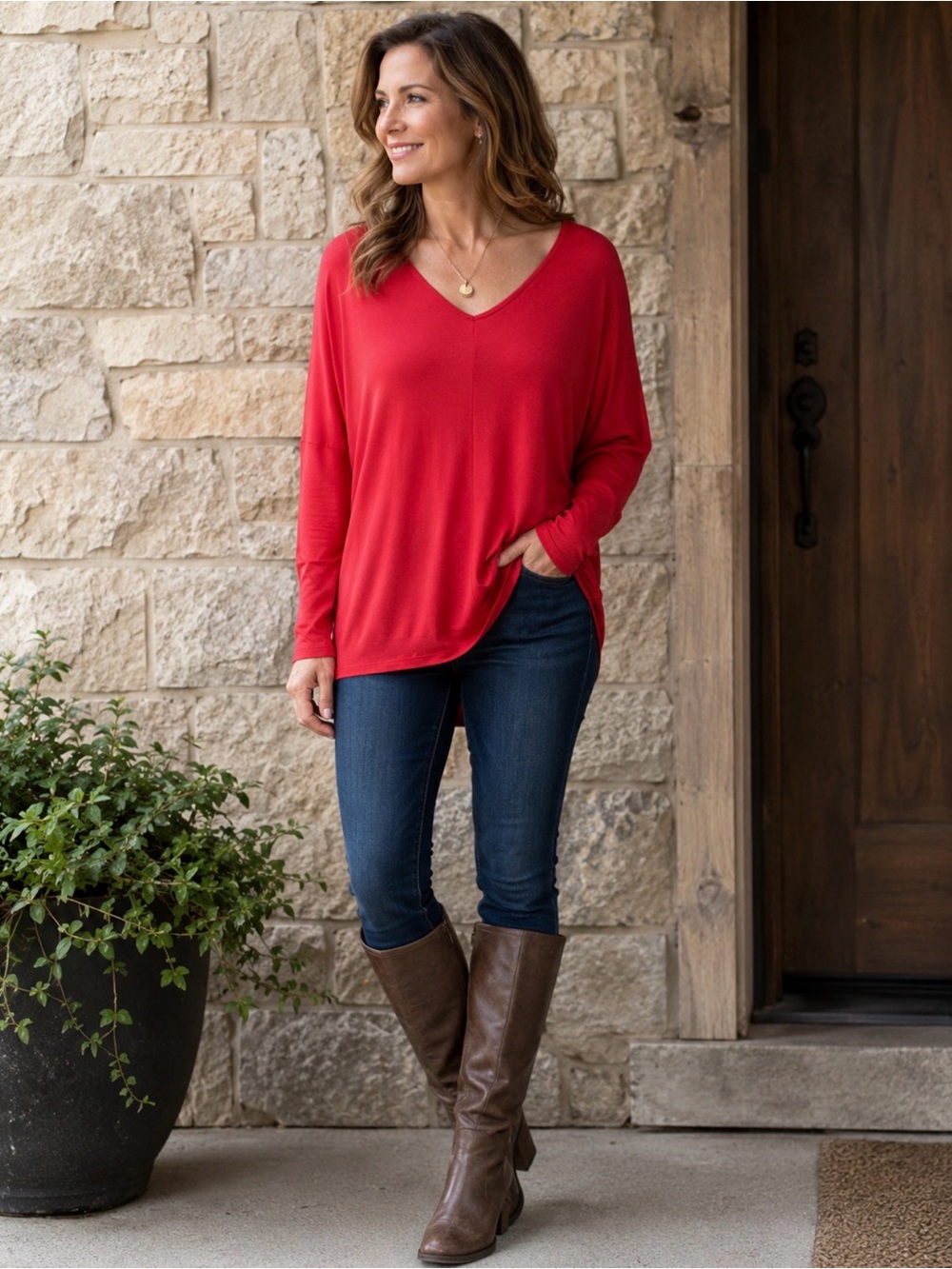 LOFT Long Sleeve V-Neck Shirttail Tunic